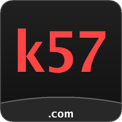 Logotipo do k57 sobre fundo escuro